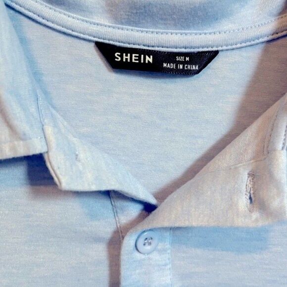 SHEIN Mens Basic Light Blue Polo Shirt Size Medium - Picture 4 of 4